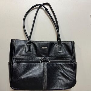 Totes Black Leather Large Handbag Women Shoulder Bag Roomy Pockets Purse Satchel